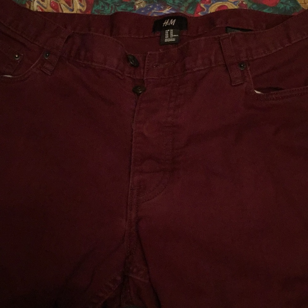 H&M burgundy slim jeans